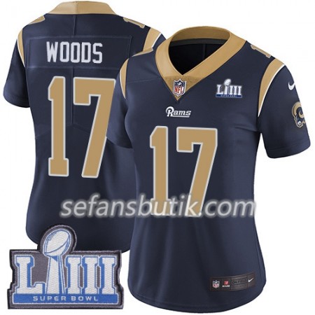 Los Angeles Rams Tröjor Robert Woods 17 Nike Blå 2019 Super Bowl LIII - Dame Los Angeles Rams Tröjor Robert Woods 17 Nike Blå 2019 Super Bowl LIII - Dame
